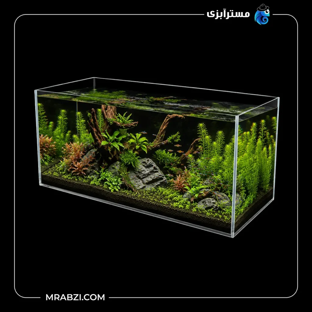قیمت و خرید آکواریوم ریملس آکوا شیشه فلوت 10 میل (100*40*40)