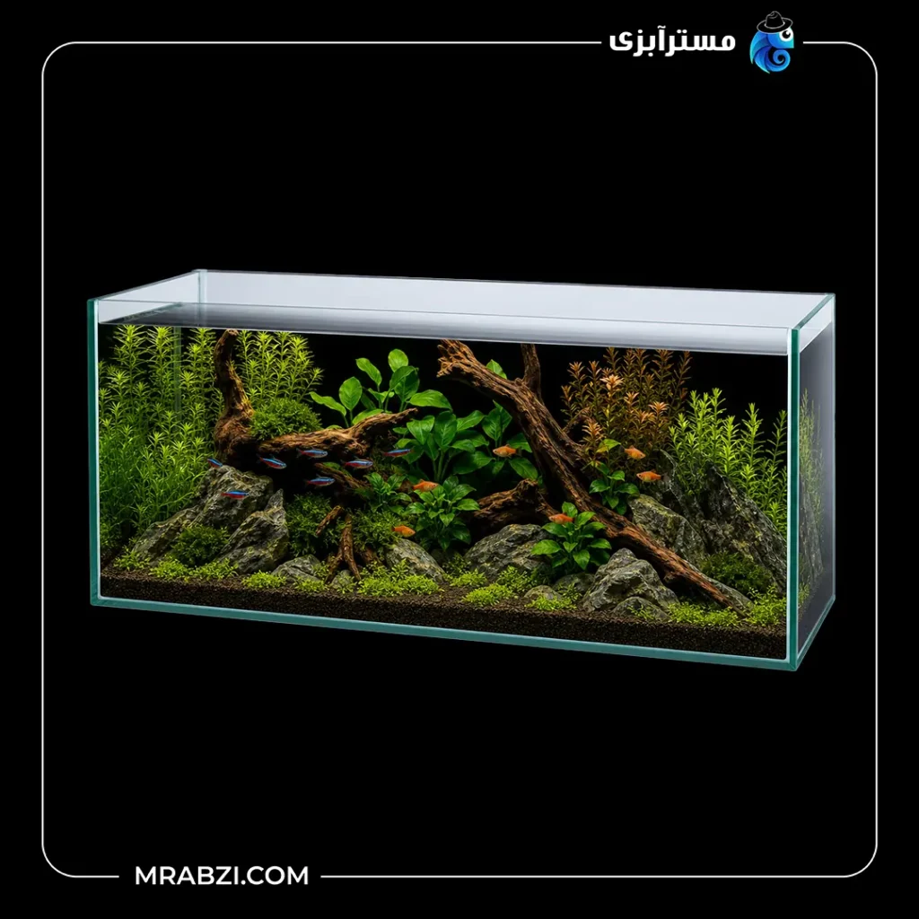 قیمت و خرید آکواریوم ریملس آکوا شیشه فلوت 10 میل (100*50*50)