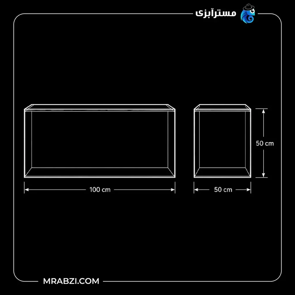 قیمت و خرید آکواریوم ریملس آکوا شیشه فلوت 10 میل (100*50*50)