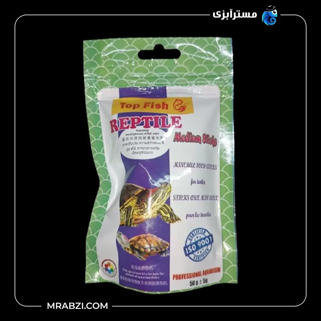 قیمت + خرید غذای لاکپشت تاپ فیش مدل پروتیین 09 حجم ۵۰ گرم