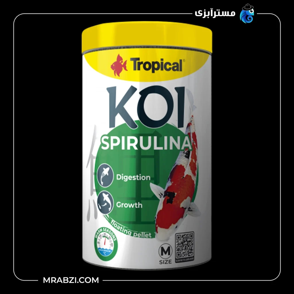قیمت و خرید غذا تروپیکال کوی مدل Koi Spirulina Pellet Size M
