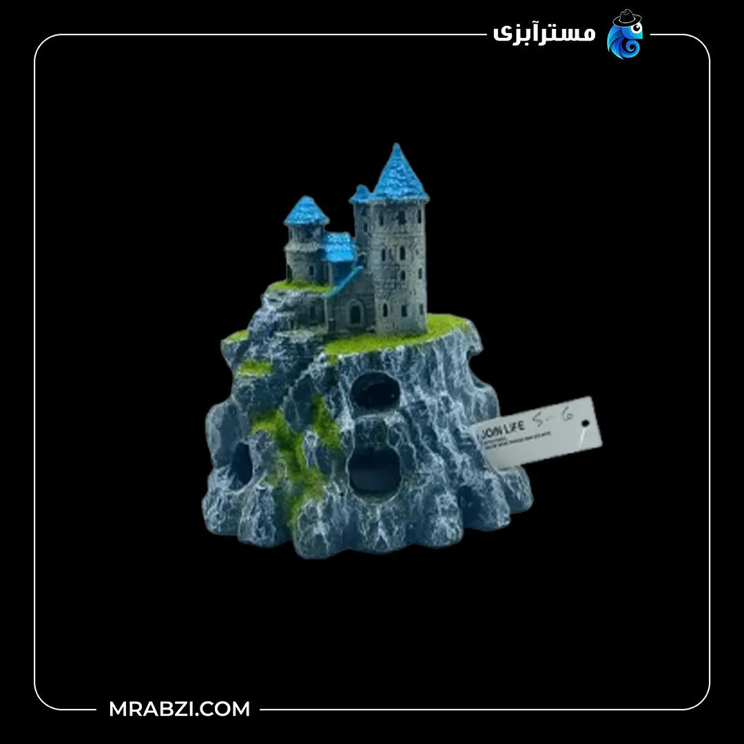 دکور آکواریوم طرح قلعه روی صخره مدل S-6 قیمت و خرید دکور آکواریوم طرح قلعه روی صخره مدل S-6